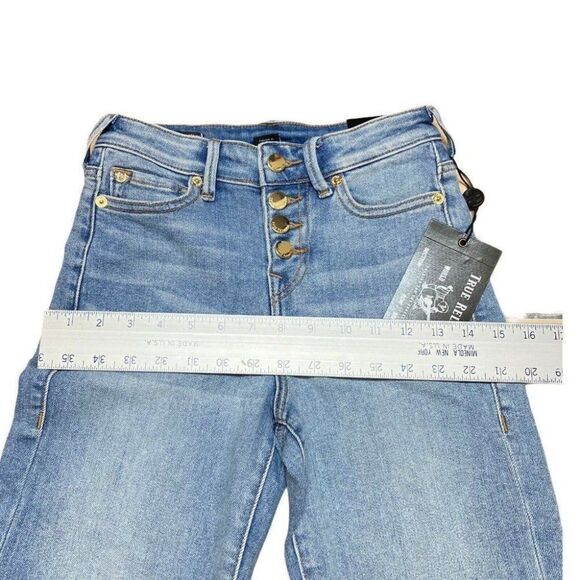 True Religion Starr Jeans Mid Rise Cropped Straight Button Fly‎ Light wash - Picture 7 of 12